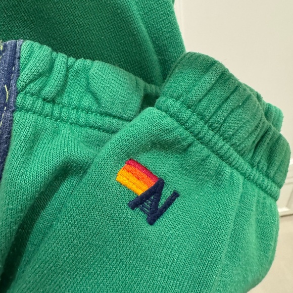 Aviator Nation Green Sweatpants with Rainbow Stripes - Picture 2 of 2